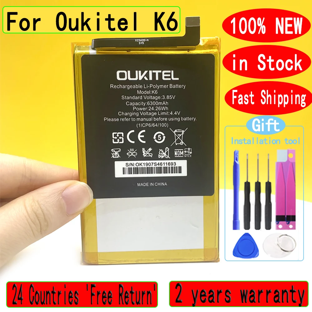 NEW 6300mAh Phone Battery For Oukitel K6 K 6 Batteria
NEW 6300mAh Phone Battery For Oukitel K6 K 6 Batteria