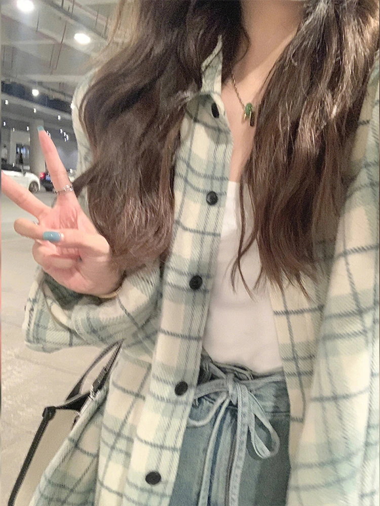 Shirt Coat Women's Light Blue Design Plaid Loose Casual Fashion All-Match Spring and Autumn New French Style Long Sleeve Top 1Pc
Shirt Coat Women's Light Blue Design Plaid Loose Casual Fashion All-Match Spring and Autumn New French Style Long Sleeve Top 1Pc