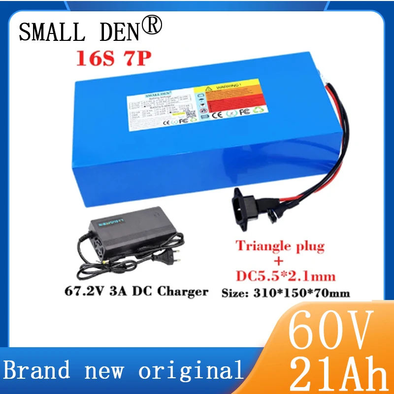 new Original 60V 21Ah 16S7P 18650 lithium battery pack 1000-2500W High power ebike cells 67.2V electric bike scooter Motorcycle
new Original 60V 21Ah 16S7P 18650 lithium battery pack 1000-2500W High power ebike cells 67.2V electric bike scooter Motorcycle