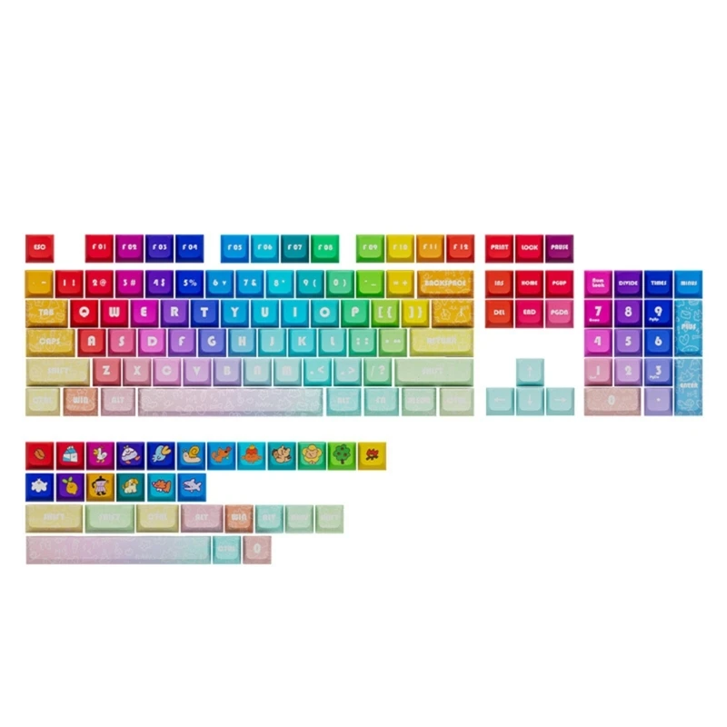 

133Keys Rainbow Gradient Keycaps XDA Profile 9.5mm Thick PBT Keycap For 61/87/104/108 Layout Mechanical Keyboard Keycaps