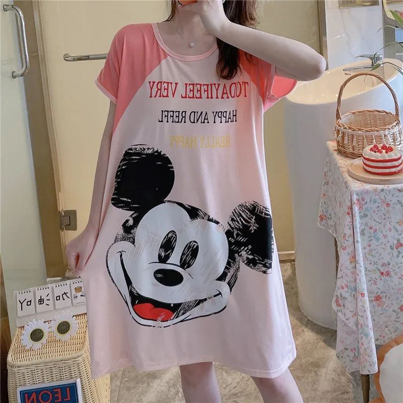 Disney Nightdress Mickey Summer Pajamas Women's Short Sleeve Cartoon Nightdress Thin Section Loose Large Size Home Wear Dress
Disney Nightdress Mickey Summer Pajamas Women's Short Sleeve Cartoon Nightdress Thin Section Loose Large Size Home Wear Dress