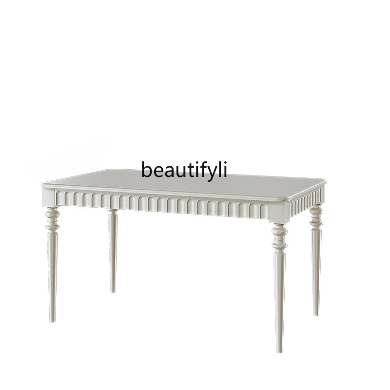 French Style Solid Wood Dining-Table Chair Small Apartment White Modern Simple Cream Style Rectangular American Dining Table
French Style Solid Wood Dining-Table Chair Small Apartment White Modern Simple Cream Style Rectangular American Dining Table