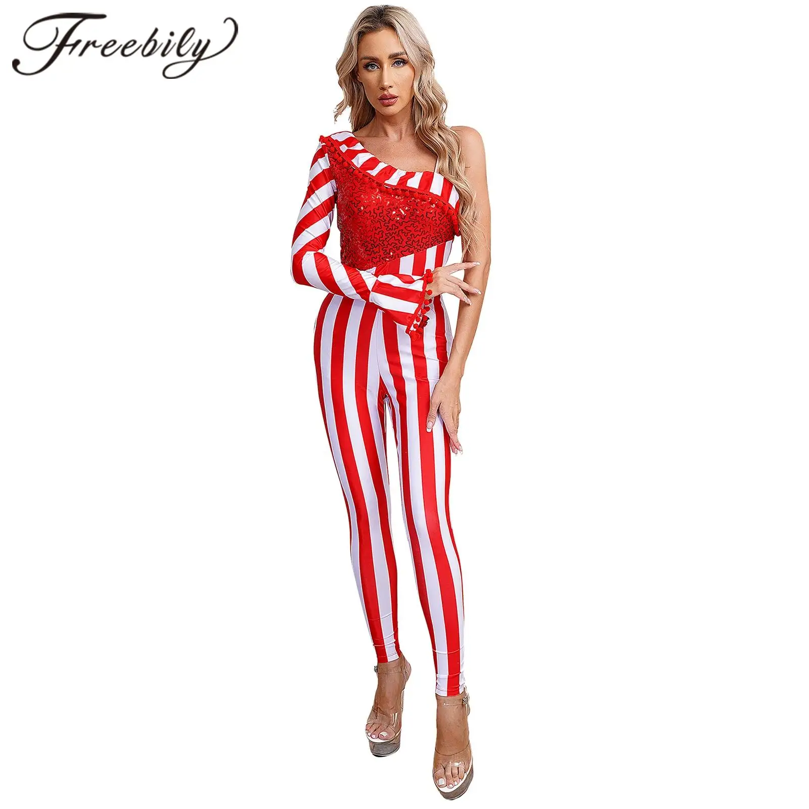 Womens Shiny Sequins Ballet Dance Gymnastics Leotard Adult Christmas Candy Cane Bodysuit Xmas New Year Party Performance Costume
Womens Shiny Sequins Ballet Dance Gymnastics Leotard Adult Christmas Candy Cane Bodysuit Xmas New Year Party Performance Costume