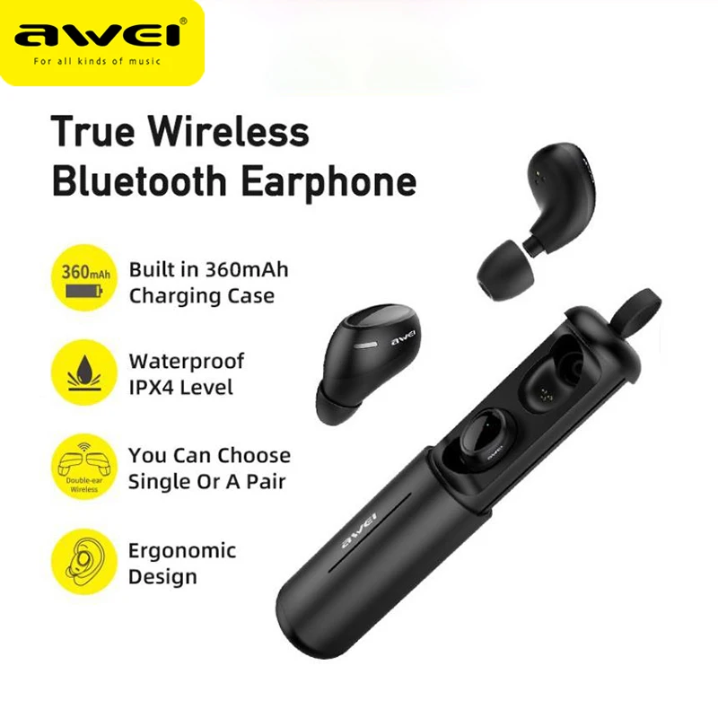 Awei T55 TWS Wireless Earphones Bluetooth Headphones Touch Control Earbuds With Mic In-ear Waterproof IPX4 Gaming Sport Headset
Awei T55 TWS Wireless Earphones Bluetooth Headphones Touch Control Earbuds With Mic In-ear Waterproof IPX4 Gaming Sport Headset
