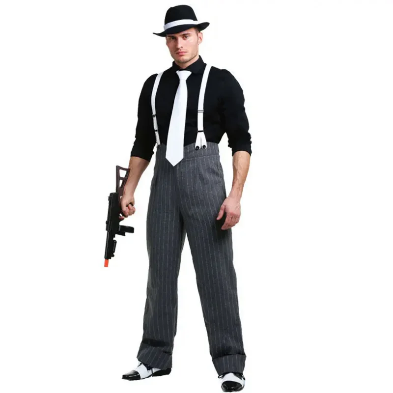 

Ye's Halloween Movie Godfather Gang Boss Cosplay Costum Italian Russian Mob Boss Killer Mafia Role Play Stage Wear Adult Kid