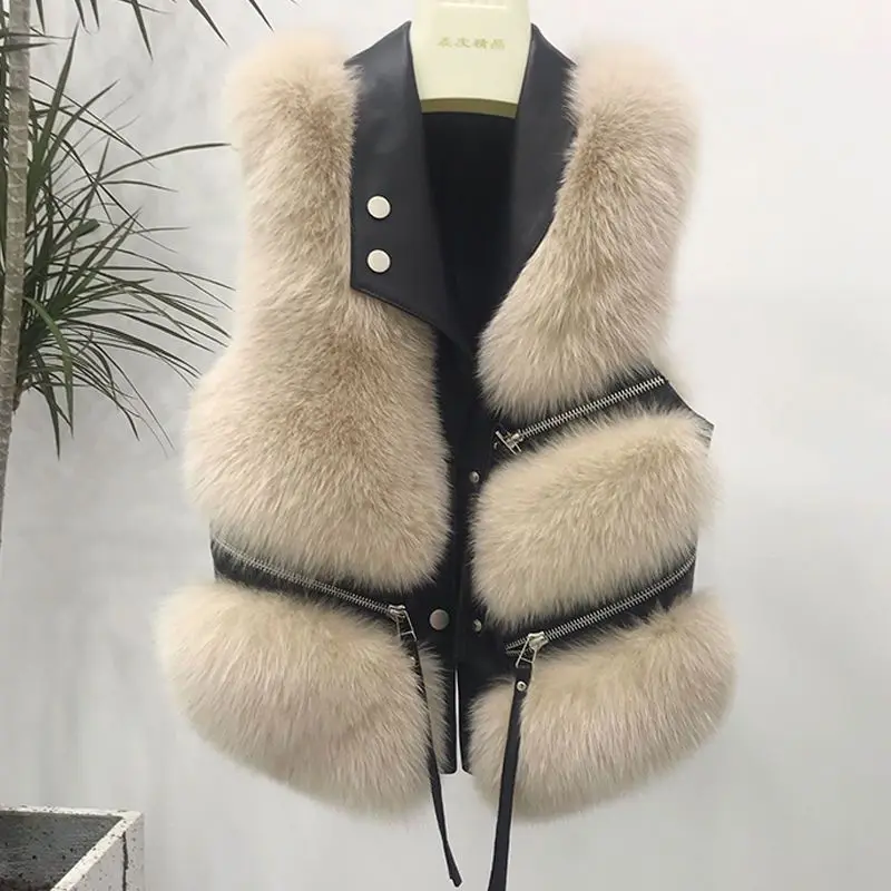 2023 New faux fur vest women's short jacket slim fitting and fashionable autumn/winter patchwork faux fox fur
2023 New faux fur vest women's short jacket slim fitting and fashionable autumn/winter patchwork faux fox fur