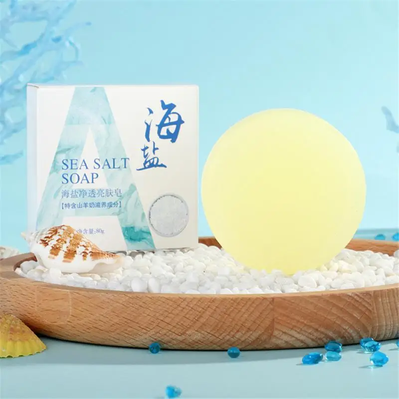 

Natural Rice Handmade Soap Face Cleansing Goat Milk Sea Salt Mite Removal Soap Moisturizer Whitening Brightening Body Bath Soap