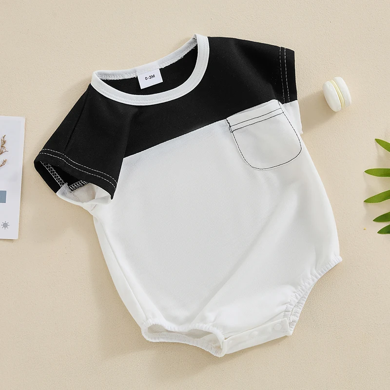 Infant Baby Boy Summer Jumpsuit Contrast Color Round Neck Cap Sleeve Pocket Romper
Infant Baby Boy Summer Jumpsuit Contrast Color Round Neck Cap Sleeve Pocket Romper