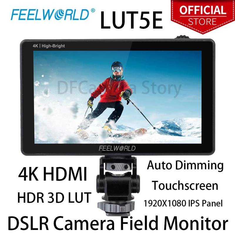 Монитор для камеры Feelworld LUT5E 1600nits с высокой яркостью, полевой монитор с автоматическим затемнением, сенсорный экран HDR 3D LUT 4K HDMI 1920*1080 IPS панель
Монитор для камеры Feelworld LUT5E 1600nits с высокой яркостью, полевой монитор с автоматическим затемнением, сенсорный экран HDR 3D LUT 4K HDMI 1920*1080 IPS панель