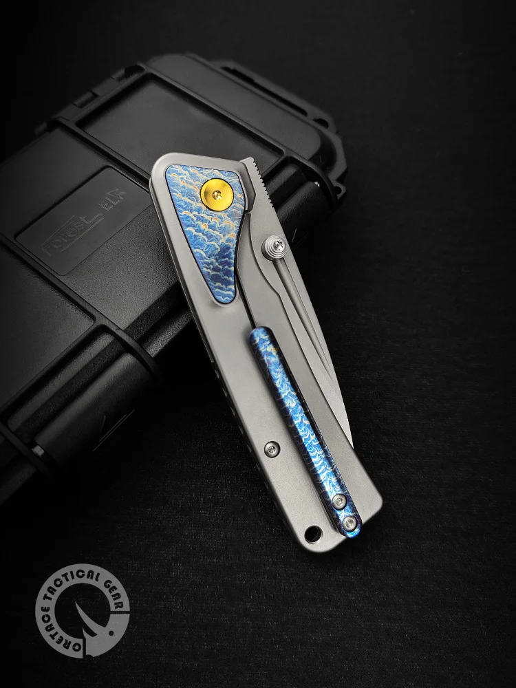 

CRETACE x Rattle Snake Titanium Knife High End CPM 20CV Folding Blade EDC Self Defense Pocket Knife 'Vipera' Series Original