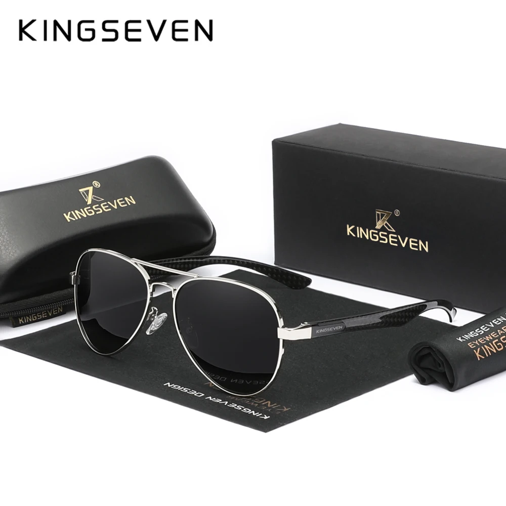 

Мужские и женские классические очки-авиаторы KINGSEVEN, черно-серые классические солнцезащитные очки-авиаторы с поляризацией, с защитой от ультрафиолета Uv400, лето 2024