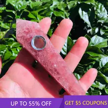 Natural Strawberry Quartz Crystal Point Wand Smoking Pipe W/ Carb Hole Reiki Healing Gemstone Obelisk Mineral Rock Stone Gift
Natural Strawberry Quartz Crystal Point Wand Smoking Pipe W/ Carb Hole Reiki Healing Gemstone Obelisk Mineral Rock Stone Gift