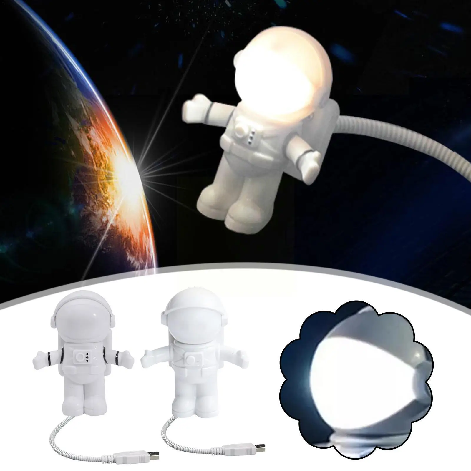 

1pc Night Light Funny Astronaut Spaceman USB LED Light Adjustable Night Light Gadgets For Home Lamp Room Decor Nightlights U1C6