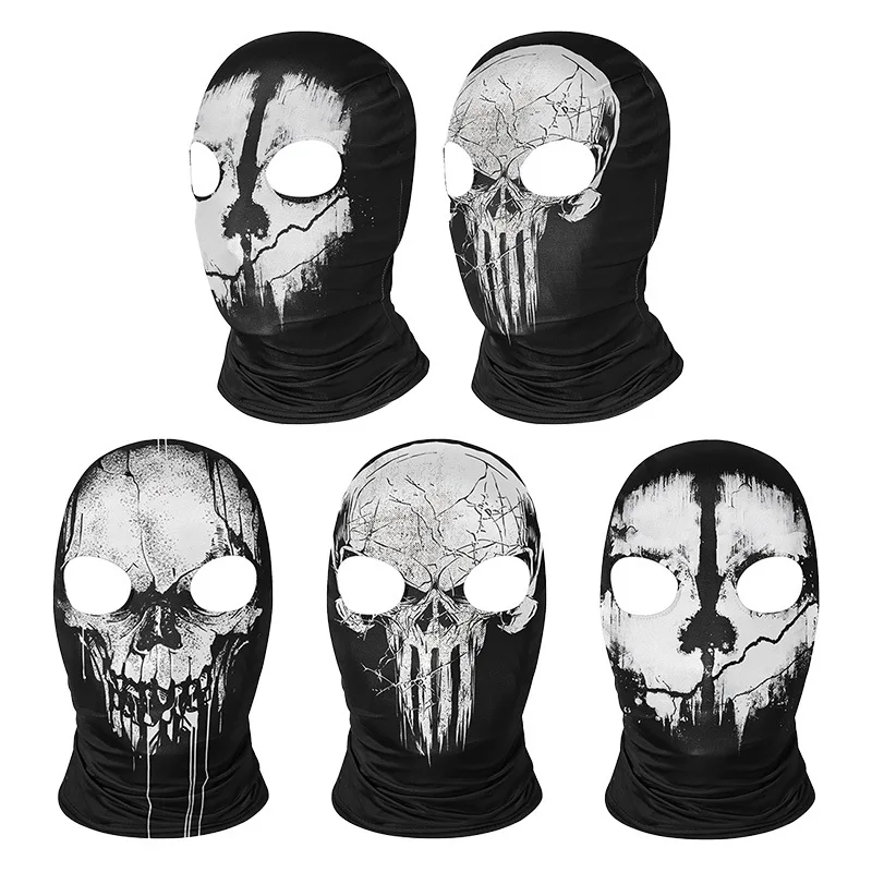 

Halloween Ghost Skull Face Mask Caps 2 Holes Men Balaclava Motorcycle Helmet Hood Cycling War Game Cosplay CS Player Headgear