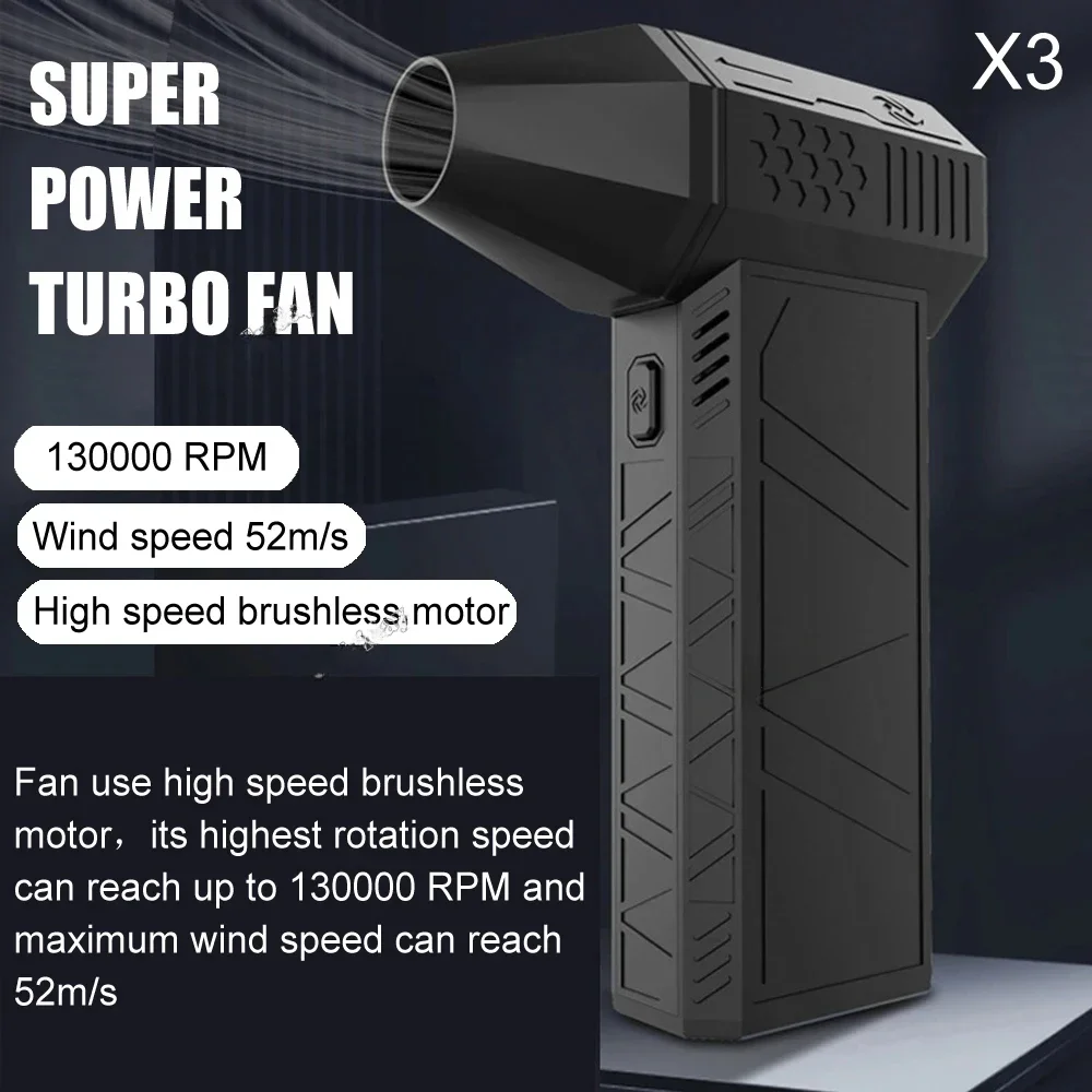 

3nd Generation X3 Violent Blower Mini Turbo Jet Fan Handheld Brushless Motor 130,000 RPM Wind Speed 52m/s industrial Duct Fan