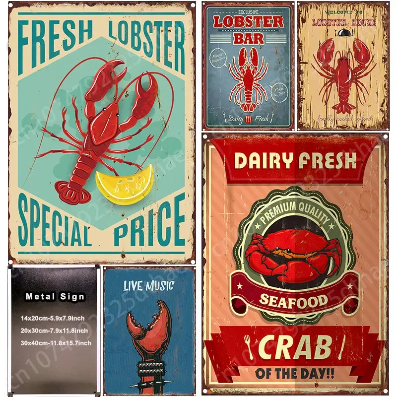 Yummy Lobster House Metal Signs Content Restaurant Home Decor Tin Sign Bourbon Decorative Plaques Painting Wine Wall Decoration
Yummy Lobster House Metal Signs Content Restaurant Home Decor Tin Sign Bourbon Decorative Plaques Painting Wine Wall Decoration