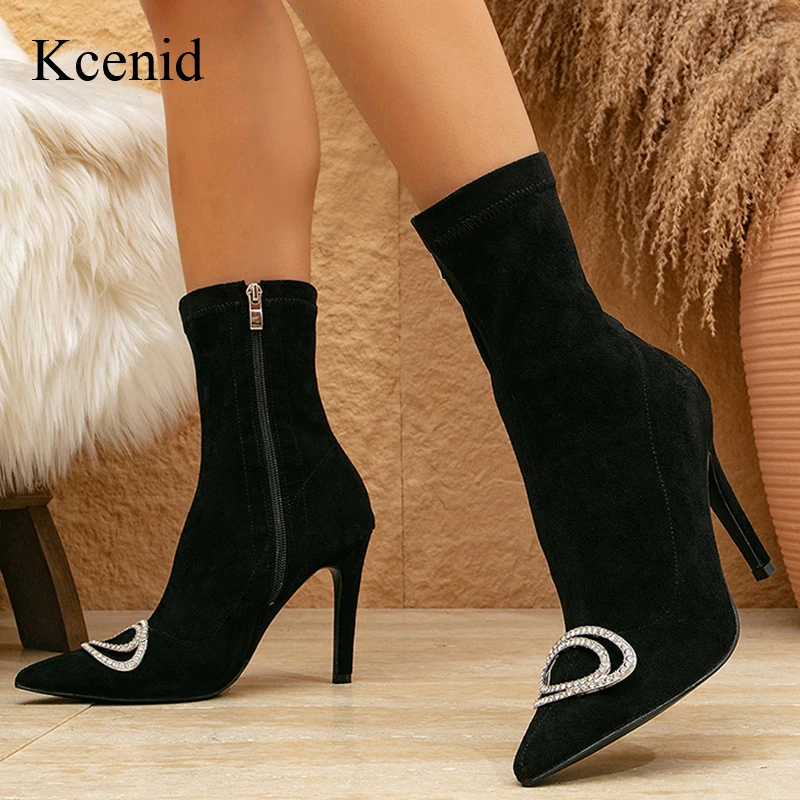 Kcenid Sexy Crystal High Heels Ankle Boots For Women Elegant Thin Heel Fashion Pointed Toe Side Zipper Shoes Botas De Mujer
Kcenid Sexy Crystal High Heels Ankle Boots For Women Elegant Thin Heel Fashion Pointed Toe Side Zipper Shoes Botas De Mujer