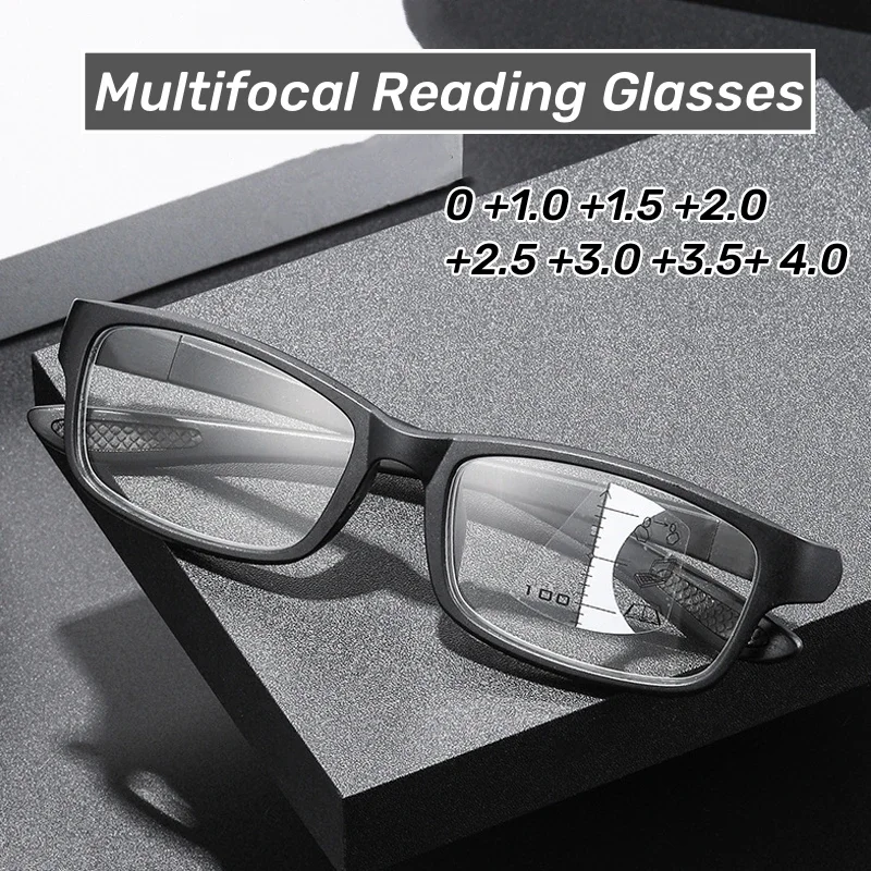 

Ultralight TR90 Sports Multifocal Reading Glasses Men Anti-blue Light Presbyopia Near Far Sighted Diopter Eyeglasses 0 To +4.0