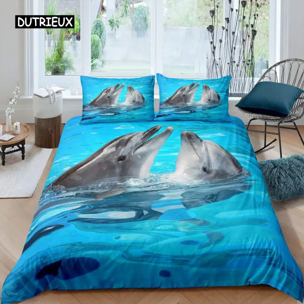 Kid Dolphin Duvet Cover Set King Size Cute Dolphin Marine Life Comforter Cover Microfiber Blue Wave Decor Quilt Cover for Teens
Kid Dolphin Duvet Cover Set King Size Cute Dolphin Marine Life Comforter Cover Microfiber Blue Wave Decor Quilt Cover for Teens