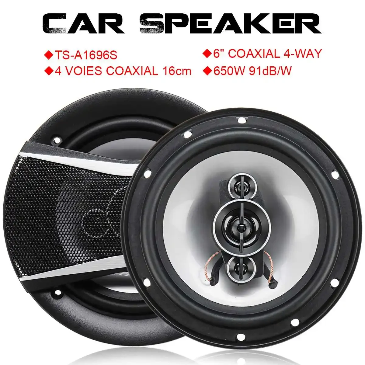 4 Way 2Pcs Car Universal Coaxial Hifi Speakers 6 Inch 650W Auto Audio Music Stereo Speaker Non-destructive Installation
4 Way 2Pcs Car Universal Coaxial Hifi Speakers 6 Inch 650W Auto Audio Music Stereo Speaker Non-destructive Installation