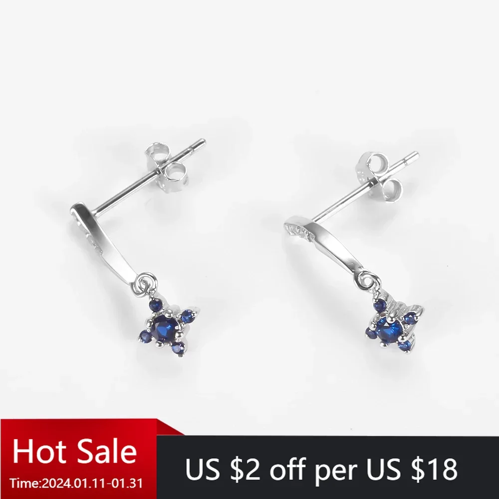 925 Sterling Silver Geometric Blue Zircon Flower Shaped Drop Stud Earrings for Women Simple Cute Fine Jewelry Gifts
925 Sterling Silver Geometric Blue Zircon Flower Shaped Drop Stud Earrings for Women Simple Cute Fine Jewelry Gifts