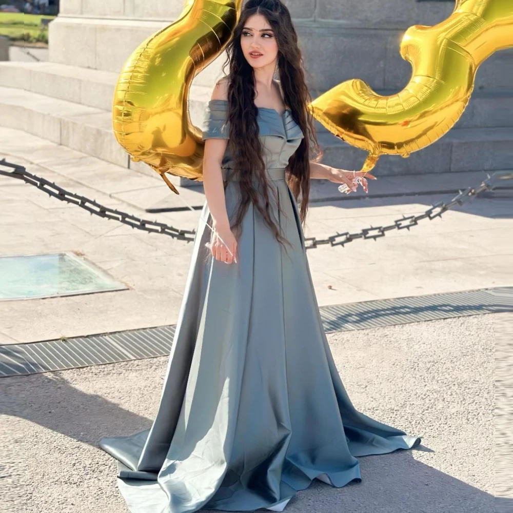OEING Vintage Satin Short Sleeves A-Line Evening Gowns Prom Dresses Off the Shoulder Pleated Saudi Arabia Vestidos De Novia
OEING Vintage Satin Short Sleeves A-Line Evening Gowns Prom Dresses Off the Shoulder Pleated Saudi Arabia Vestidos De Novia