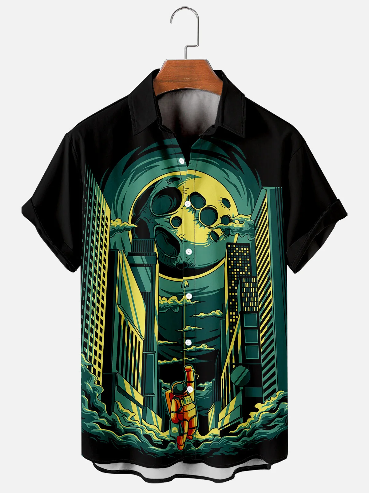 Men's Fashion Black Astronuat Print Shirt Summer Casual Turn-down Collar Streetwear Short Sleeve Button Shirt
Men's Fashion Black Astronuat Print Shirt Summer Casual Turn-down Collar Streetwear Short Sleeve Button Shirt