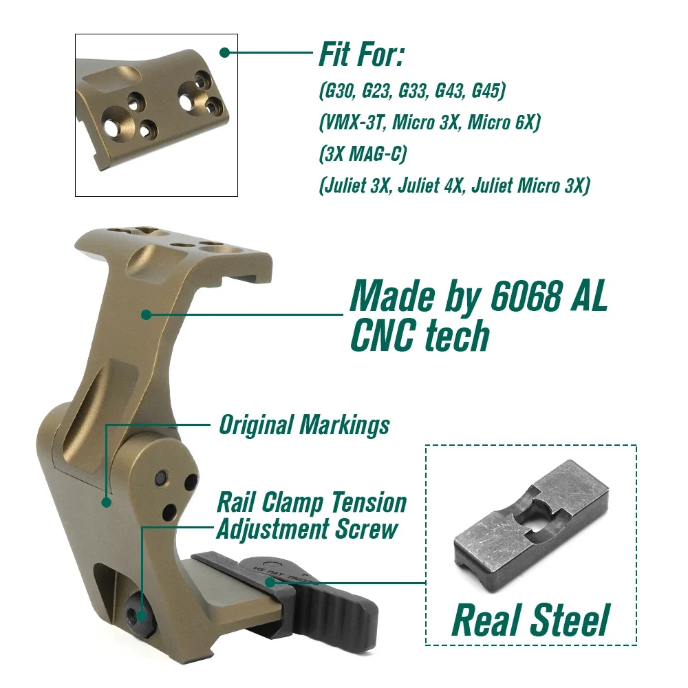 SPECPRECISION Metal FAST FTC OMNI Mount 2.26" Centerline Height with For G43 G33 G45 Juliet3 4 3X Magnifier Hunting Accessories
SPECPRECISION Metal FAST FTC OMNI Mount 2.26" Centerline Height with For G43 G33 G45 Juliet3 4 3X Magnifier Hunting Accessories