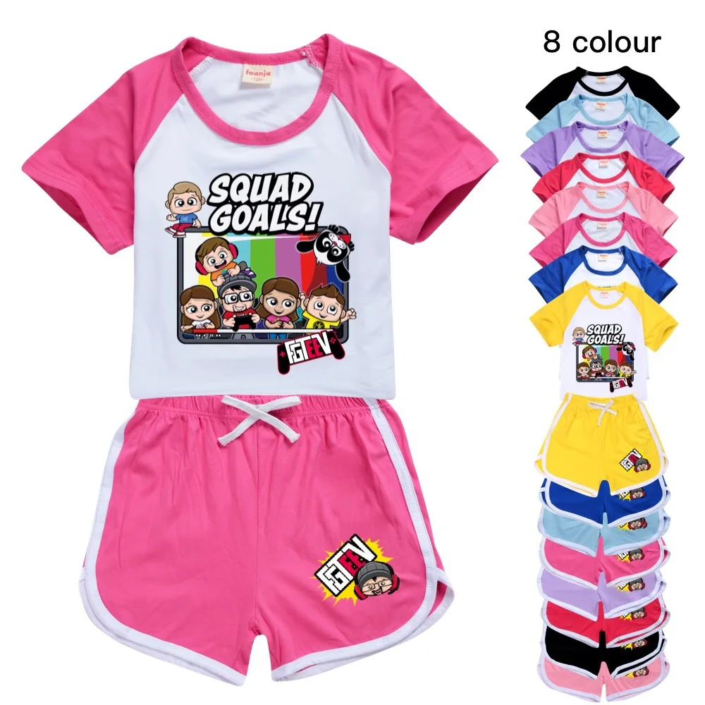 

Boys Girls Summer Clothing Sets Fgteev 3D Kids Sports T Shirt +Pants 2-piece Suits Baby Clothing Comfortable Outfits Pyjamas
