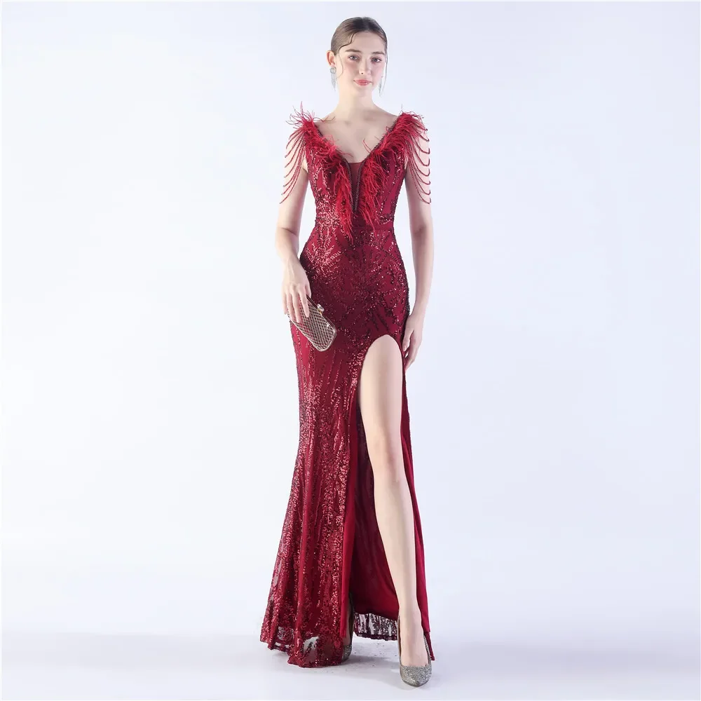 Mermaid Sequin Formal Dress with A Bling and Feathers, Long Evening Gown, Elegant Prom Party, Wedding Guest, Luxury, Elegant, 20
Mermaid Sequin Formal Dress with A Bling and Feathers, Long Evening Gown, Elegant Prom Party, Wedding Guest, Luxury, Elegant, 20
