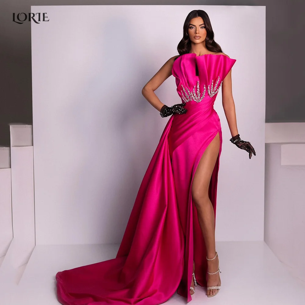 LORIE Pink Crystal Evening Dresses Ruched Side Slit Dubai Bodycon Formal Prom Gowns Pleated Mermaid Beadings Party Gown Custom
LORIE Pink Crystal Evening Dresses Ruched Side Slit Dubai Bodycon Formal Prom Gowns Pleated Mermaid Beadings Party Gown Custom