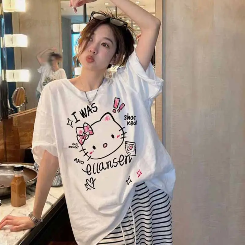 Hello Kitty Print Short Sleeved Anime Cartoon Sanrio Pure Cotton T-Shirt Student Loose Slimming Short Sleeved Comfortable Top
Hello Kitty Print Short Sleeved Anime Cartoon Sanrio Pure Cotton T-Shirt Student Loose Slimming Short Sleeved Comfortable Top