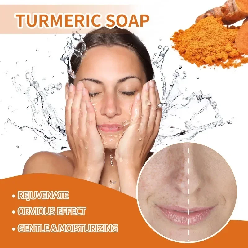 Sdotter Turmeric Freckle Cleansing Soap Fade Dark Spots Acne Marks Smooth brighten Skin whitening Moisturizing Body care Clean S 
Sdotter Turmeric Freckle Cleansing Soap Fade Dark Spots Acne Marks Smooth brighten Skin whitening Moisturizing Body care Clean S