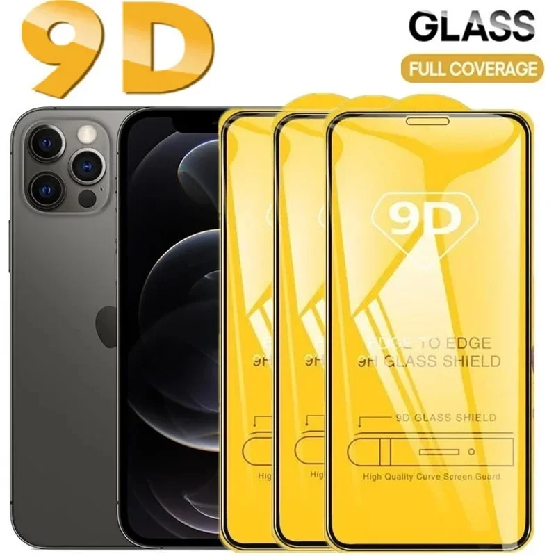 

20/50pcs 9D Tempered Glass Screen Protector For iPhone 11 12 13 14 15 Pro Max XS Max XR X 7 8 14 15 Plus 9HD Protective Film