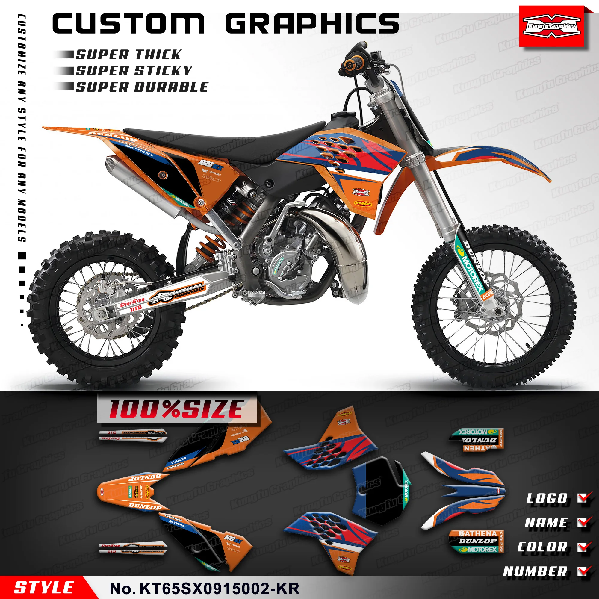 Графический комплект, клейкая наклейка для KTM SX 65 2009 2010 2011 2012 2013 2014 2015, KT65SX0915002-KR
Графический комплект, клейкая наклейка для KTM SX 65 2009 2010 2011 2012 2013 2014 2015, KT65SX0915002-KR