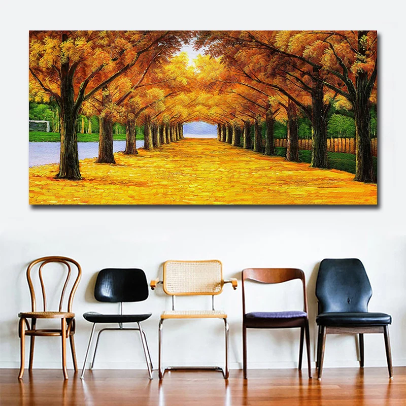 

Yellow Money Tree Modern Nordic Landscape Print Art Canvas Poster For Living Room Decor Home Wall Picture