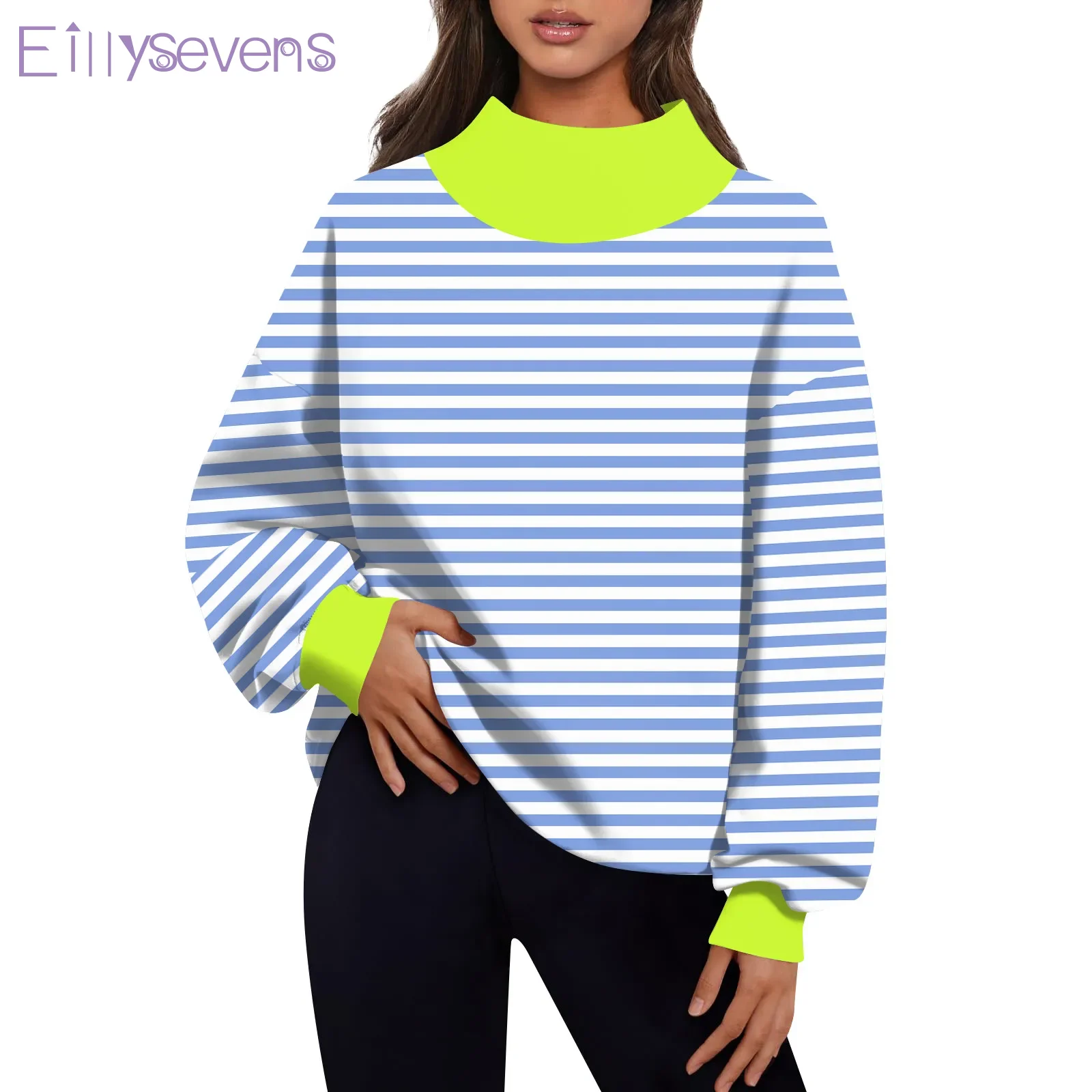 Women's Classic Striped Sweatshirt Fashion Versatile Spring and Autumn Style Long Sleeve Loose Half Turtleneck pullover Top
Women's Classic Striped Sweatshirt Fashion Versatile Spring and Autumn Style Long Sleeve Loose Half Turtleneck pullover Top