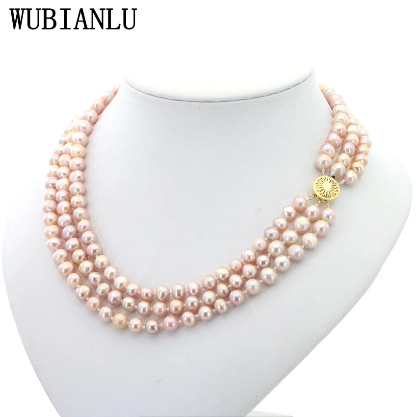 Classic Natural 3 Rows Freshwater Pearls Necklace Women Jewelry 7-8mm Beads Multicolor Selection Birthday Party Clavicle Chain
Classic Natural 3 Rows Freshwater Pearls Necklace Women Jewelry 7-8mm Beads Multicolor Selection Birthday Party Clavicle Chain