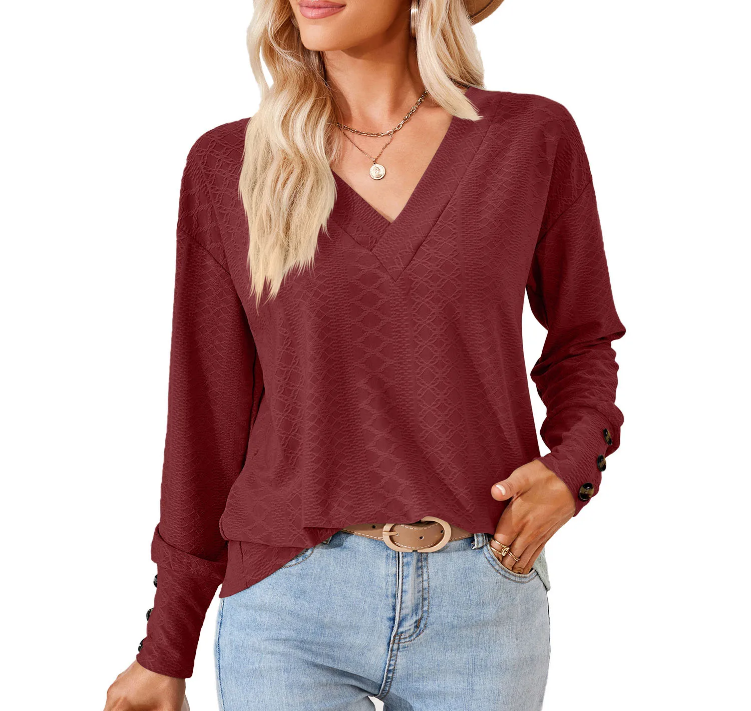 Блузка женская однотонная на пуговицах, модная повседневная Свободная рубашка с V-образным вырезом, Осень-зима
Блузка женская однотонная на пуговицах, модная повседневная Свободная рубашка с V-образным вырезом, Осень-зима