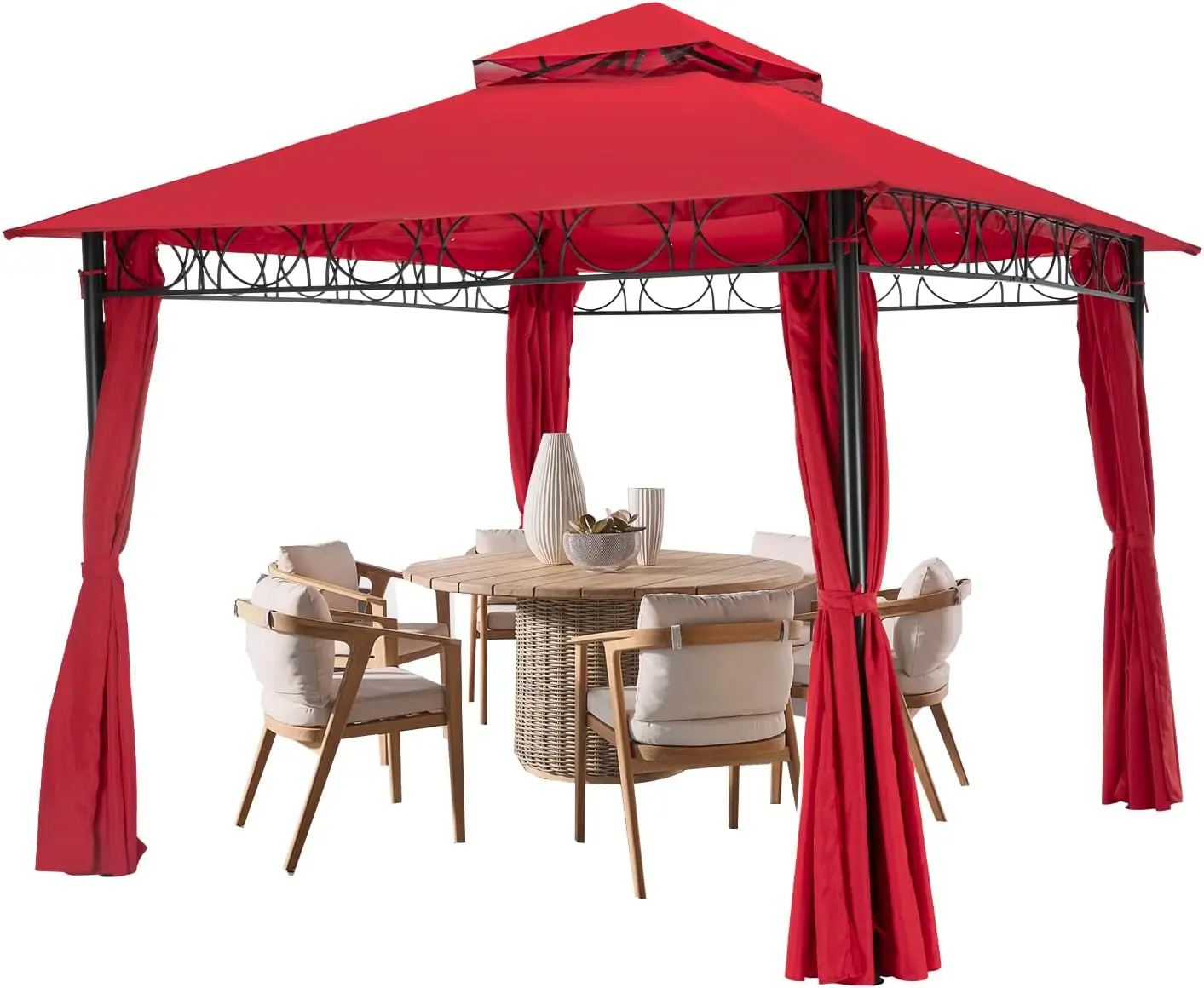 Outdoor Canopy UV Protection Gazebo Canopy Tent with 4 Sidewall for Patio Outdoor (10'x10', Red)
Outdoor Canopy UV Protection Gazebo Canopy Tent with 4 Sidewall for Patio Outdoor (10'x10', Red)