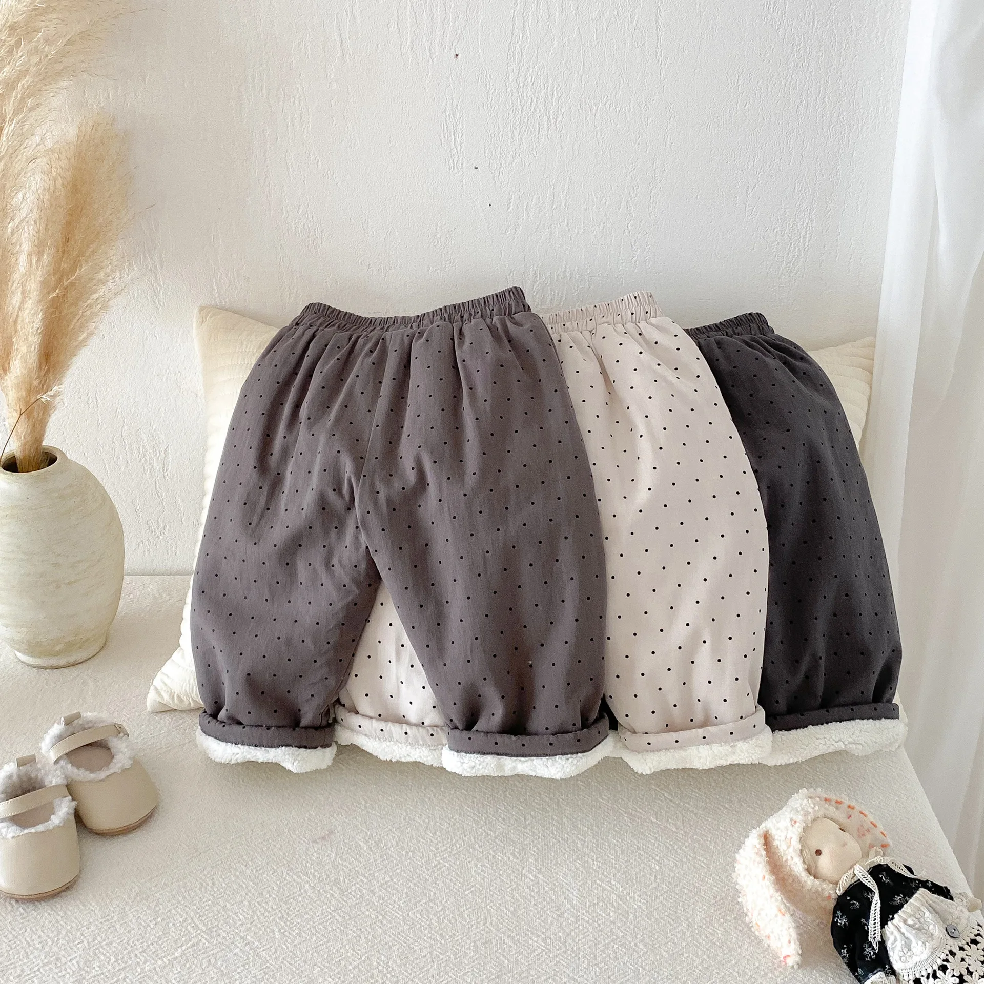2025 Winter New Children Casual Pants Plus Velvet Thick Girls Dot Print Trousers Baby Boy Fleece Harem Pants Kids Warm Clothes 31 S2ef38d5c587c454494d33059b0b12701k
