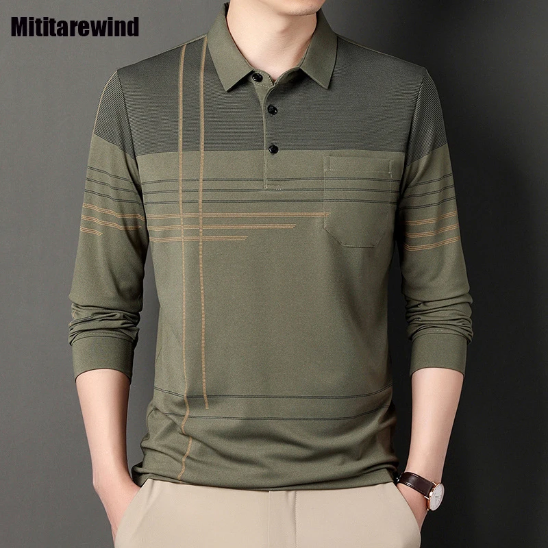 New Long Sleeve T Shirt for Men Business Loose Casual Striped Polo Shirts Fashions Dad Clothes Spring Autumn Bottoming Top M-4XL
New Long Sleeve T Shirt for Men Business Loose Casual Striped Polo Shirts Fashions Dad Clothes Spring Autumn Bottoming Top M-4XL