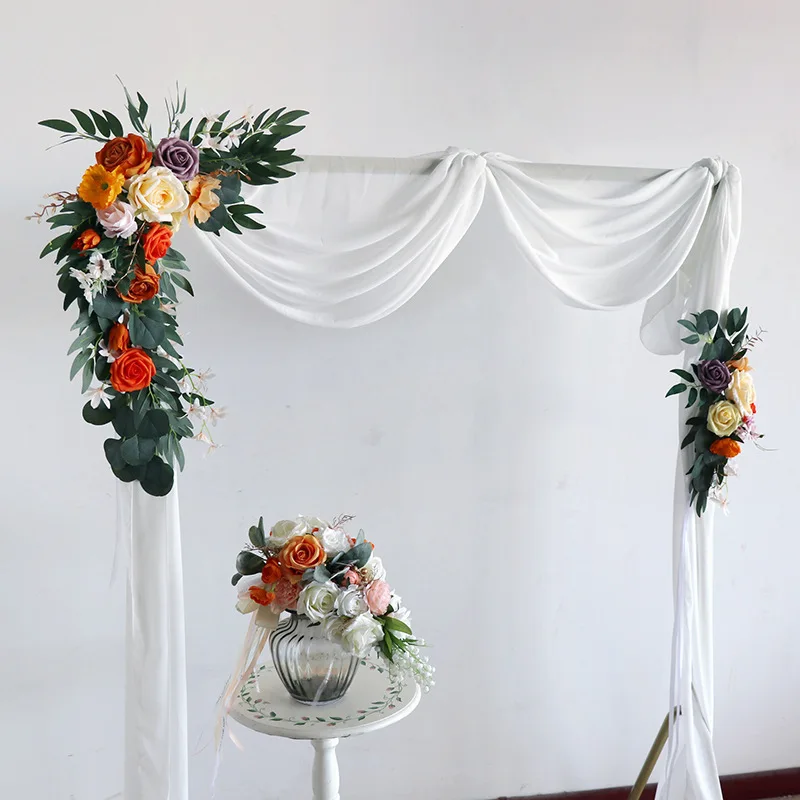 

Wedding Scene Simulation Rose Flower Arch Decorations Wedding Party Welcome Area Background Artificial Floewer Layout