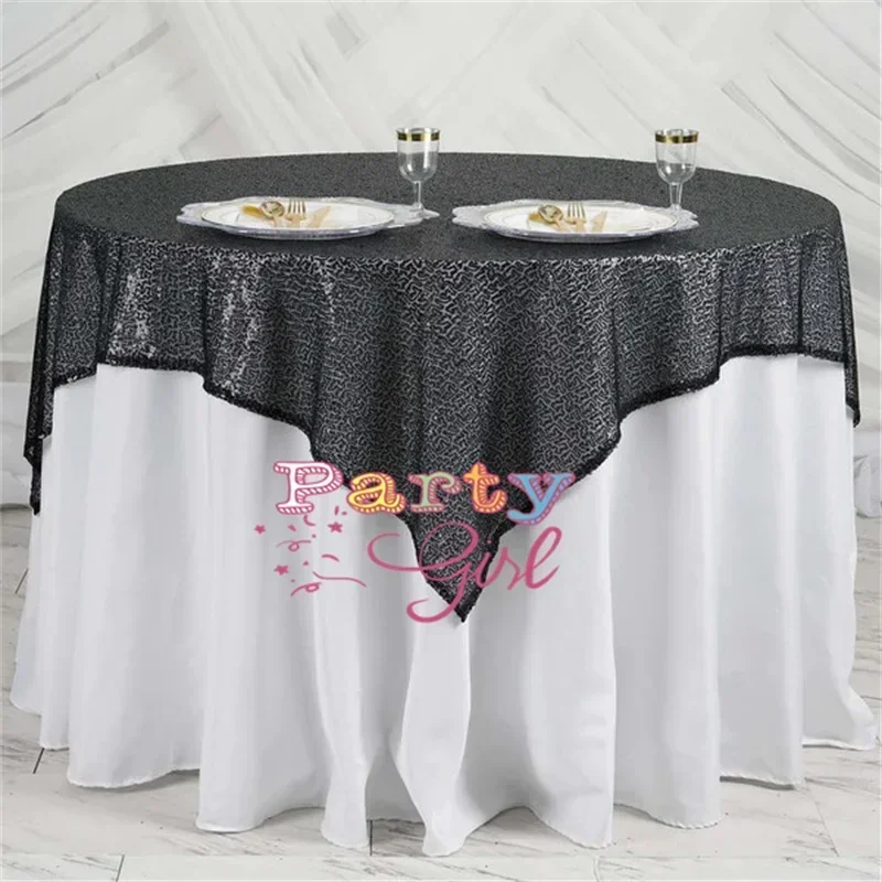 

Glitter Sequin Square Tablecloth Overlay Table Linen Cloth For Wedding Event Party Decotation