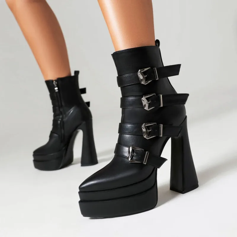 Black White Belt Buckle 14cm High Heel Short Boots Women's Waterproof Platform Straight Barrel Knight Boots 34-44 Women's Shoes
Black White Belt Buckle 14cm High Heel Short Boots Women's Waterproof Platform Straight Barrel Knight Boots 34-44 Women's Shoes