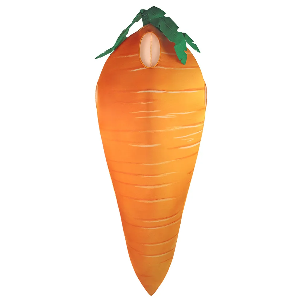 

Фруктовый яркий оранжевый комбинезон в виде моркови, Забавный костюм для Хэллоуина, карнавала, ярких овощей для взрослых