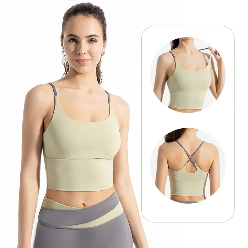 New Colored Slim Shoulder Sling Yoga Bra Skincare Nude Fit Tank Top High Elasticity Shock Proof Gathering Sports Bra
New Colored Slim Shoulder Sling Yoga Bra Skincare Nude Fit Tank Top High Elasticity Shock Proof Gathering Sports Bra