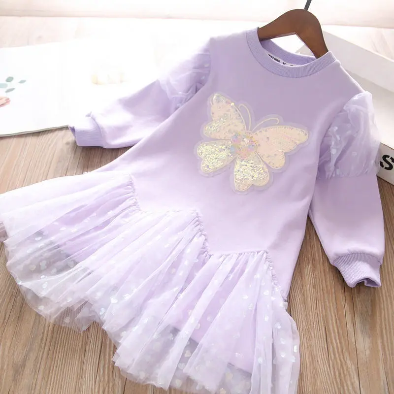 Girl sweater dress Spring and Autumn children's long sleeve T-shirt Princess skirt girl purple casual gauze bottoming skirt
Girl sweater dress Spring and Autumn children's long sleeve T-shirt Princess skirt girl purple casual gauze bottoming skirt