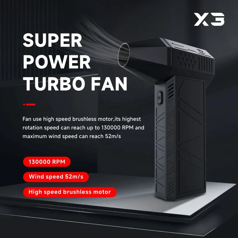 

3nd Generation X3 Violent Blower Turbo Jet Fan Handheld Brushless Motor 130,000 RPM Wind Speed 52m/s industrial Duct Fans
