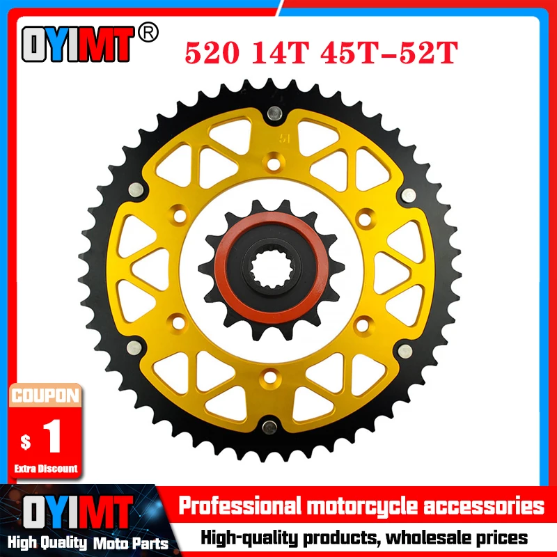 520 Chain 14T 45T-52T Motorcycle Front & Rear Sprocket For SUZUKI DR 250 L DR-Z 250 RM 250 D P J RMX 250 RV 90 DR 350 DR-Z 400
520 Chain 14T 45T-52T Motorcycle Front & Rear Sprocket For SUZUKI DR 250 L DR-Z 250 RM 250 D P J RMX 250 RV 90 DR 350 DR-Z 400